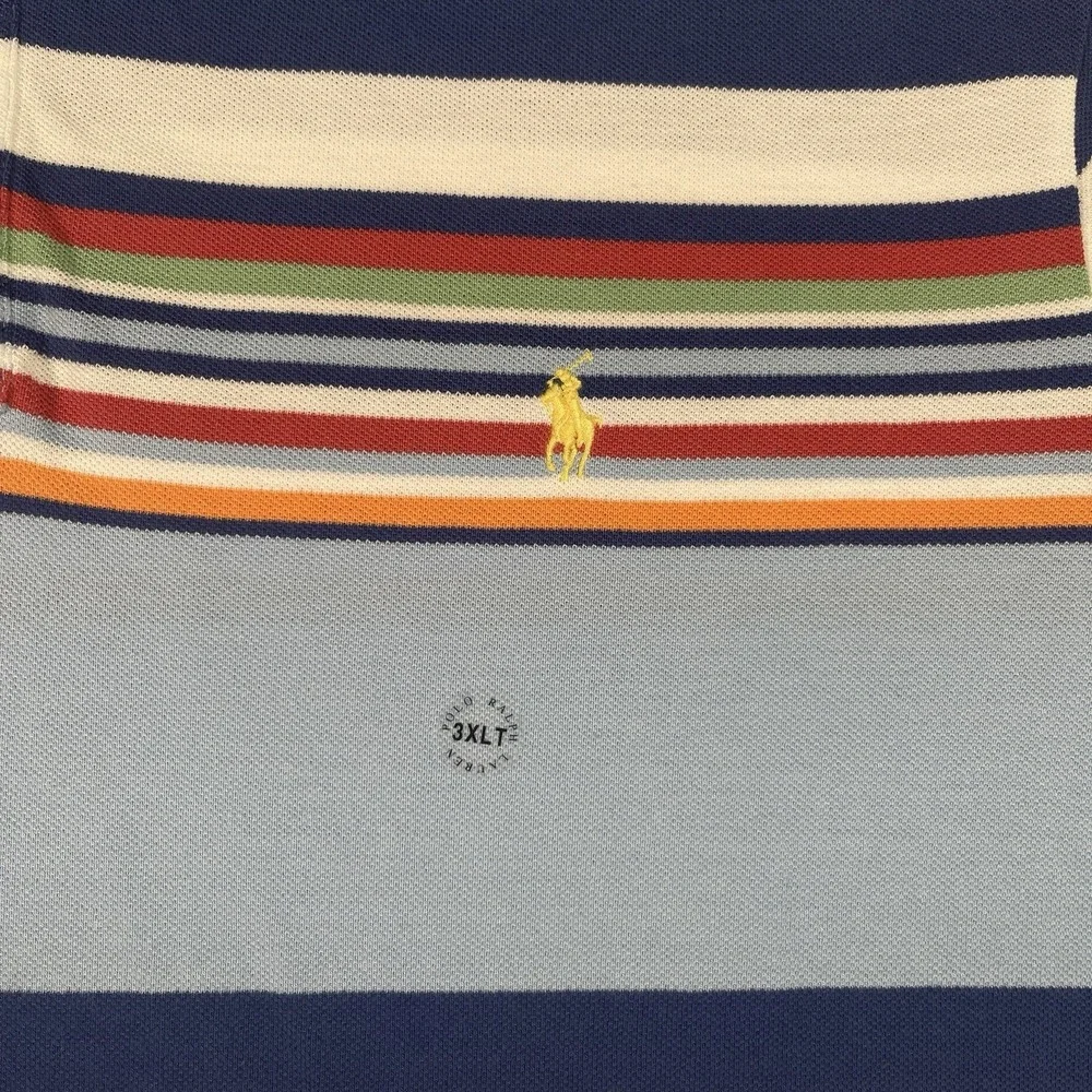 VTG NWOT Polo Ralph Lauren Multicolor‎ Rugby Striped Pony Cotton Mens 3XLT